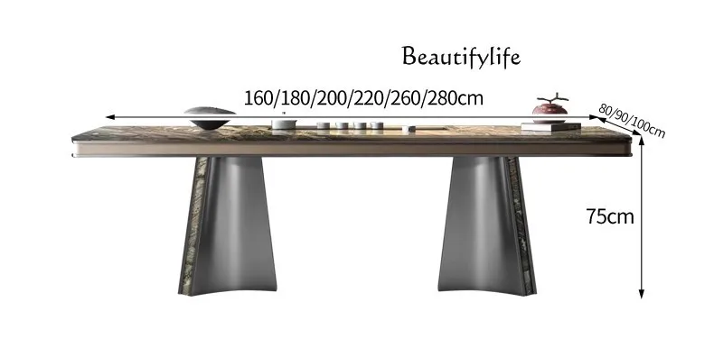 

Natural luxury stone dining table rectangular household minimalist villa large flat marble tea table