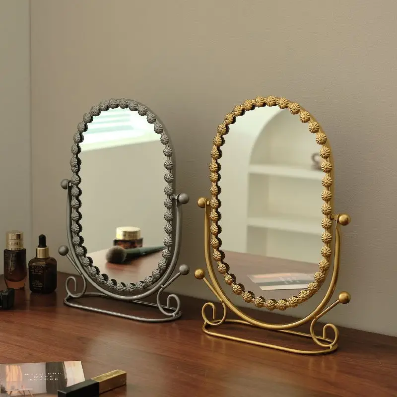Light Luxury High-grade European Style Vanity Mirror Bedroom Decorating Stand Mirror Quality Upright Mirror Stylish Versatile