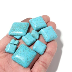 10pcs/lot White Blue Turquoise Cabochon Natural Stone Square Cabochon Flat Back Spacer Loose Beads For Jewelry Diy Ring Necklace