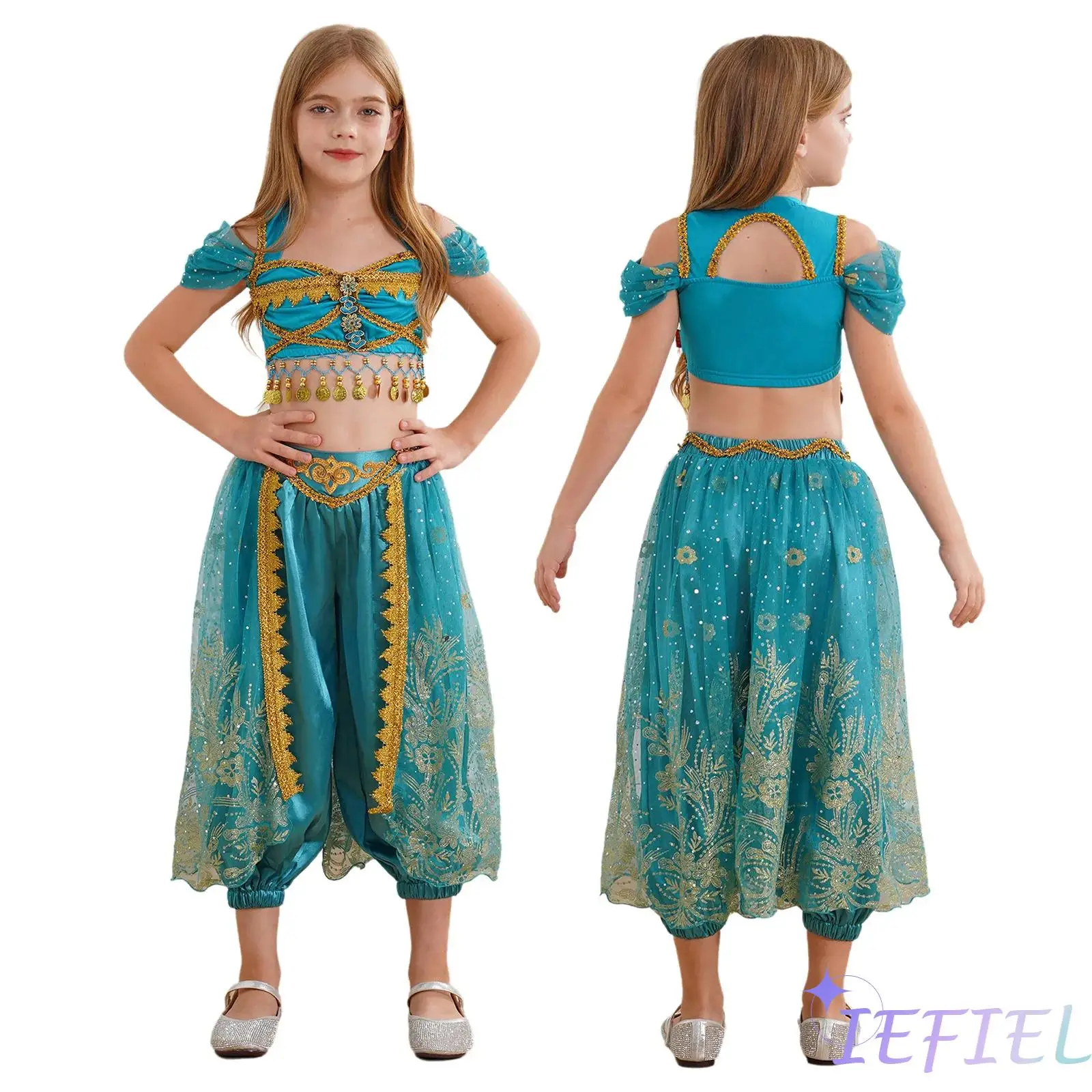 Big Girl Arabian Princess Costume Arabic Dress Up Dance Costume Indian Oriental Dancewear Belly Dancer Set Fancy Costume Ball