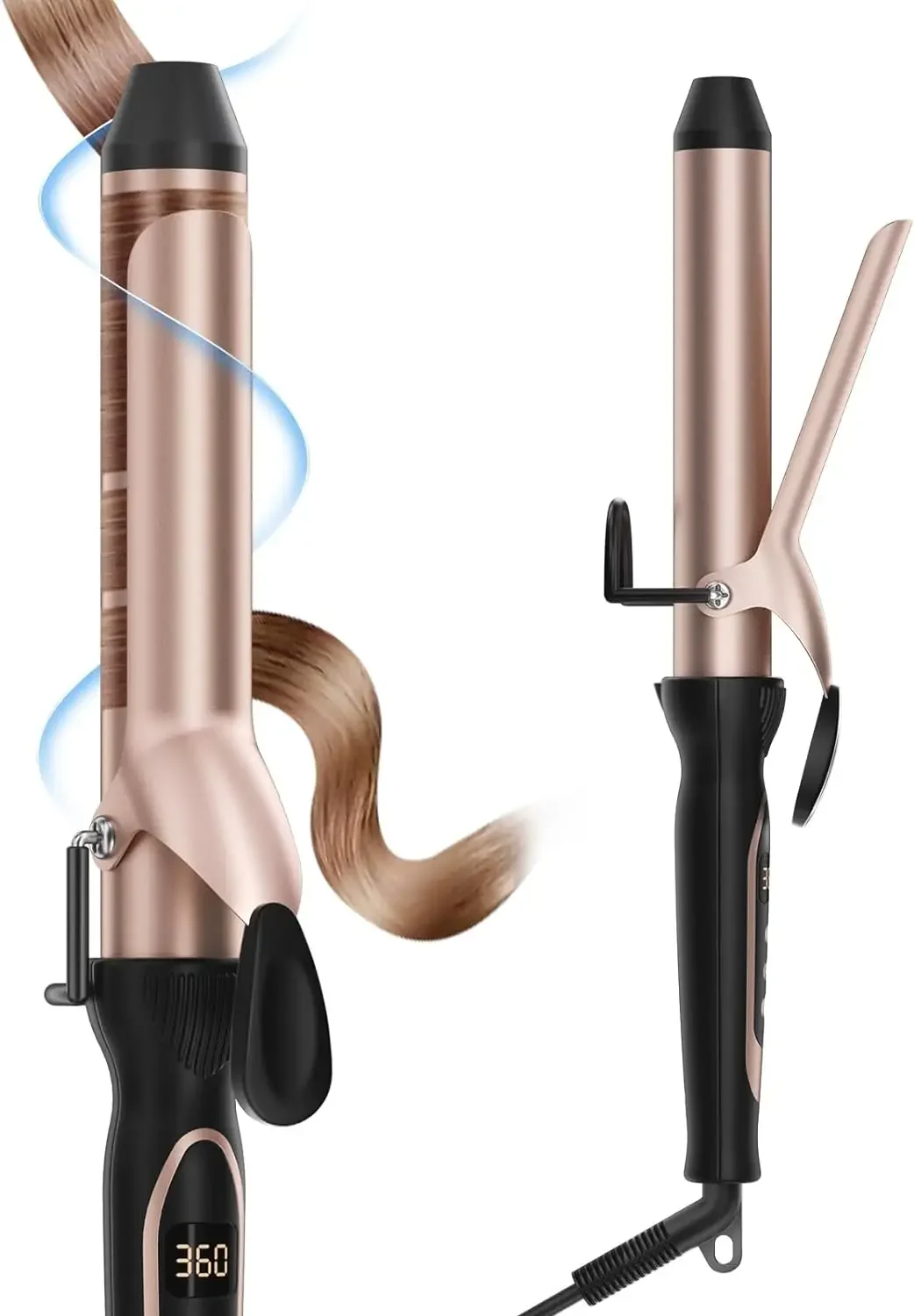 

Professional Salon 1 1/4 Inch Clipped Large Barrel Curling Iron for Long Hair - Heat Curling Wand (7.3 in) - Efficient 1.25 Inch