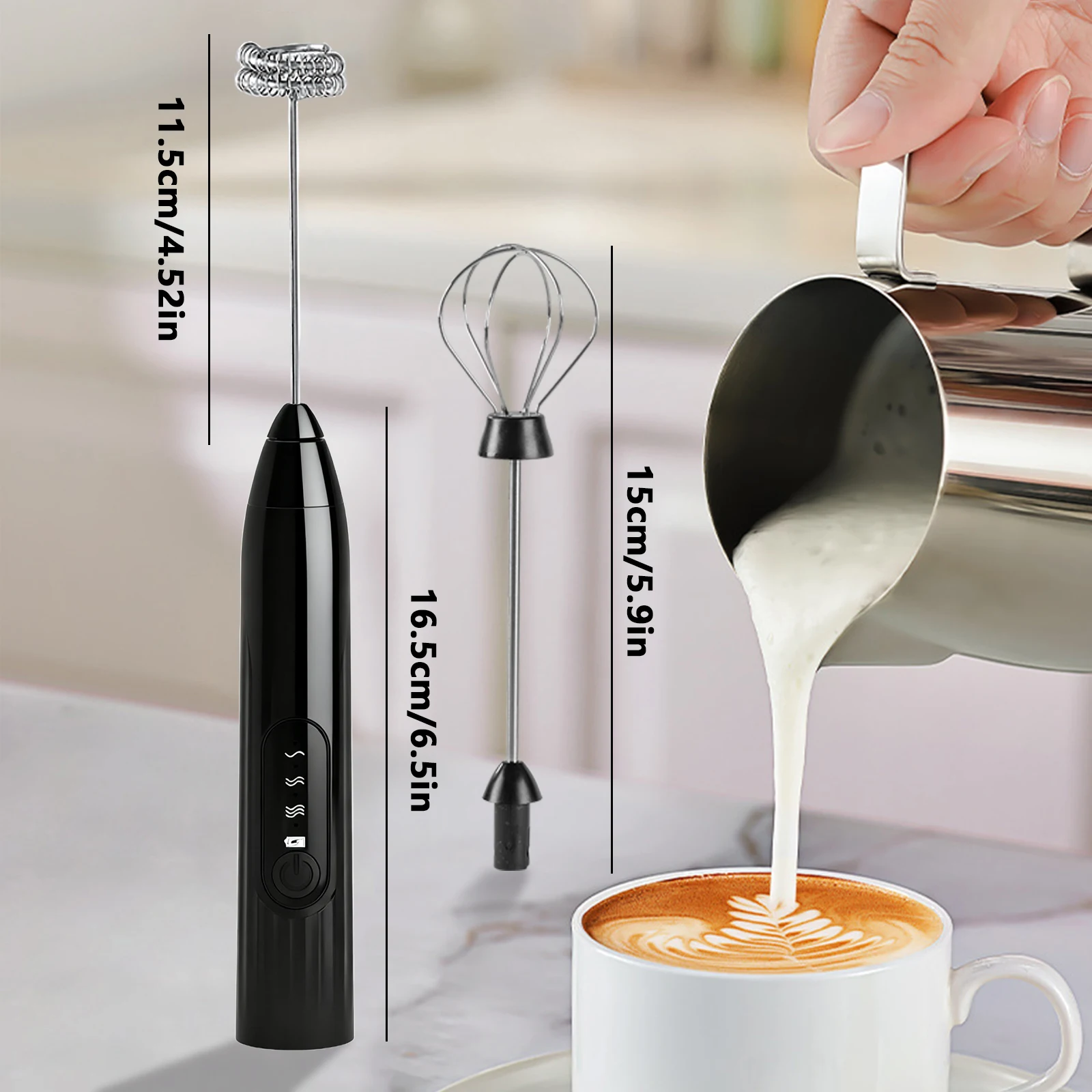 충전식 음료 믹서 우유 거품기 2/3개의 거품기 포함 커피용으로도 사용 가능 계란 거품기 음료 믹서