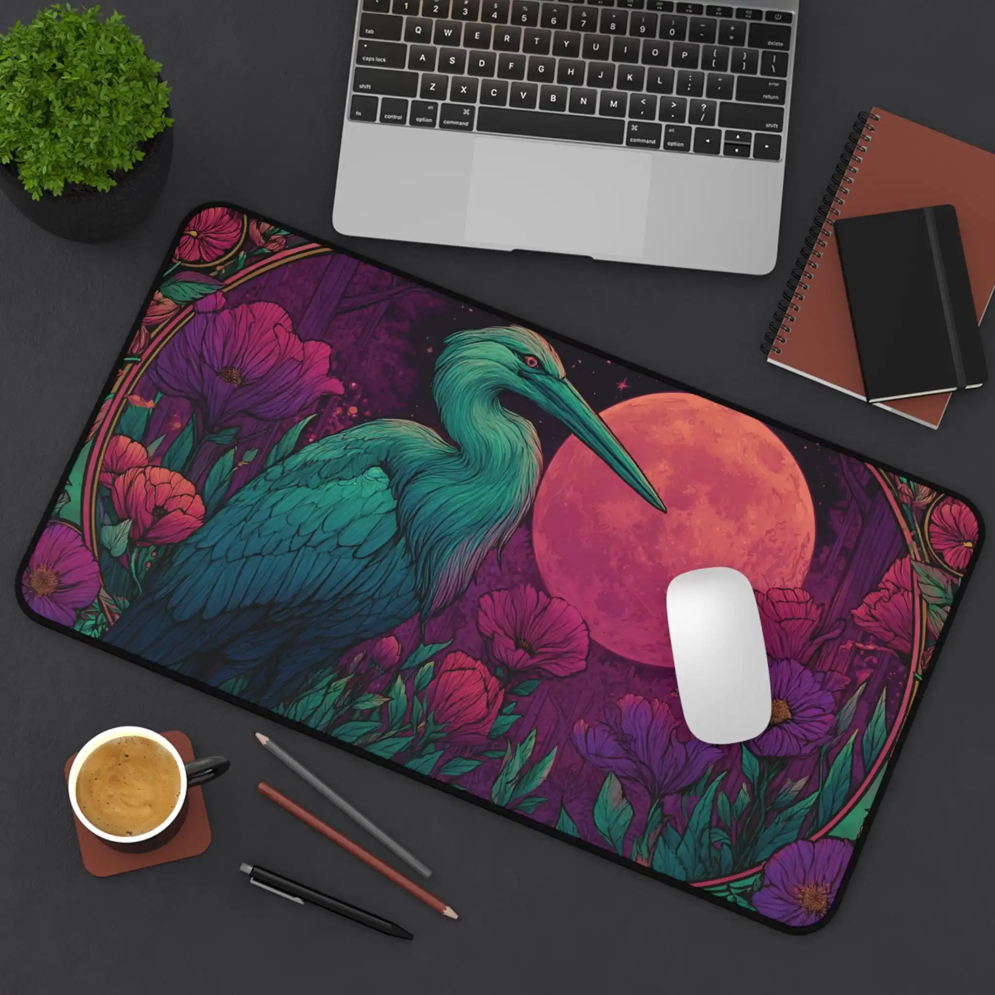 

Neon Heron Themed Mousepad, Anti-slip and Waterproof Mouse Pad,decorative Mat for Office Gaming Desk,a Perfect Gift for Friends.