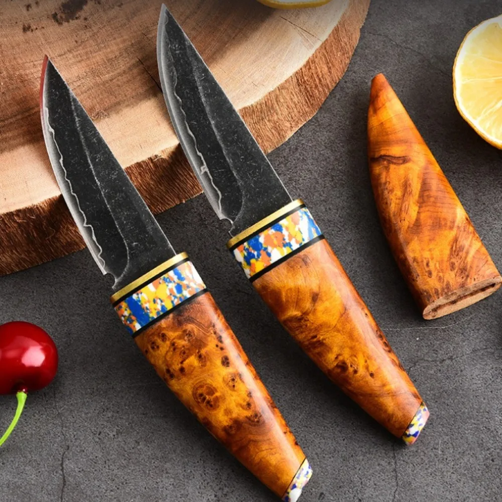 

Portable Outdoor Tactical Straight Blade Knife High Hardness Composite Steel Fixed Blade White Shadow Wood Handle and Scabbard