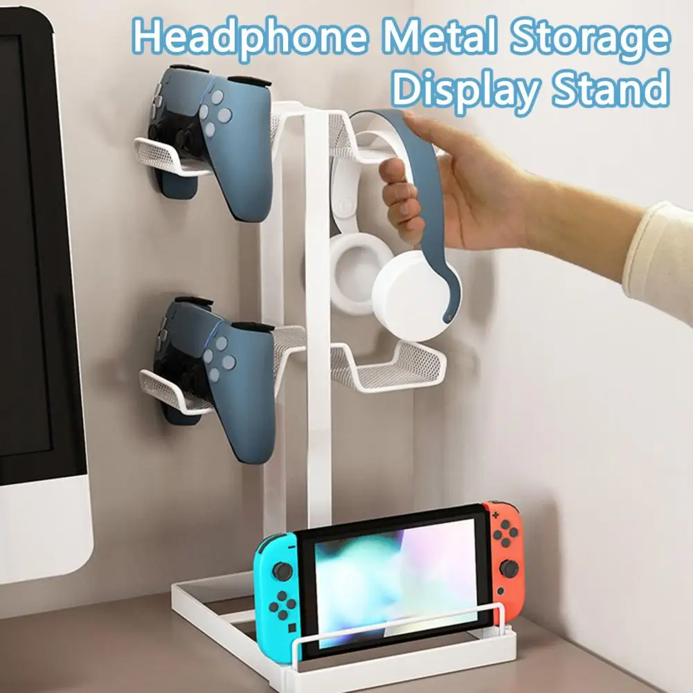 Evrensel denetleyici tutucu u-şekilli 3 katmanlar rulman kuvvet Gamepad braketi kulaklık PS4 için Metal depolama ekran standı/PS5