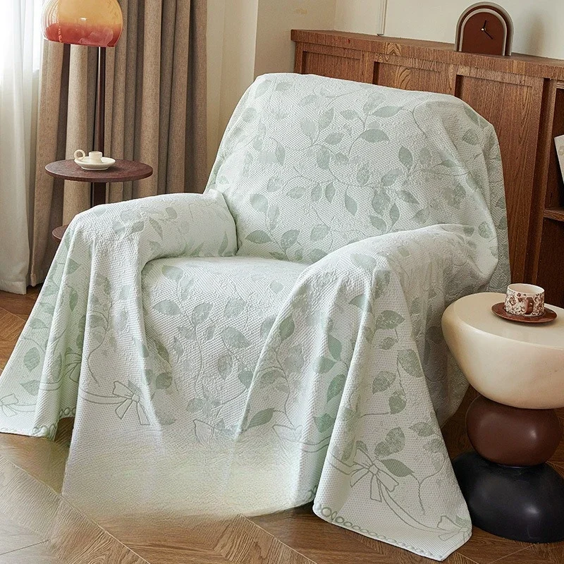 Summer Ice Silk Single Sofa Cover Cool Breathable Full Coverage Slipcover Blanket for Couch Home Textile Decor Supplies