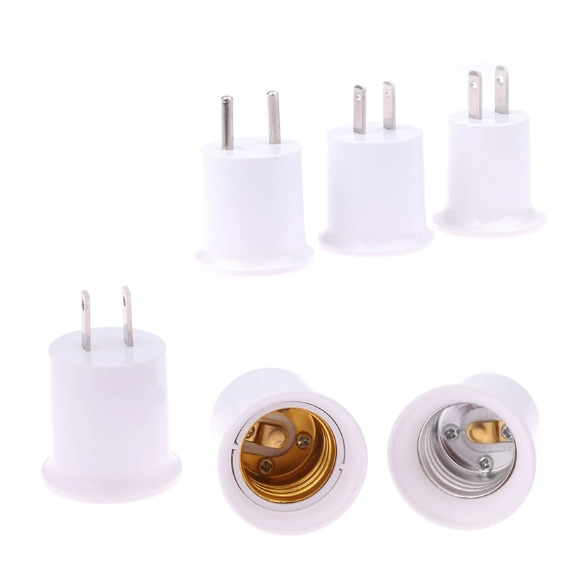 

1Pc America European Plug E27 Lamp LED Bulbs Base E27 To EU US Plug Lamp Holder Converter Socket Adapter White Light Socket