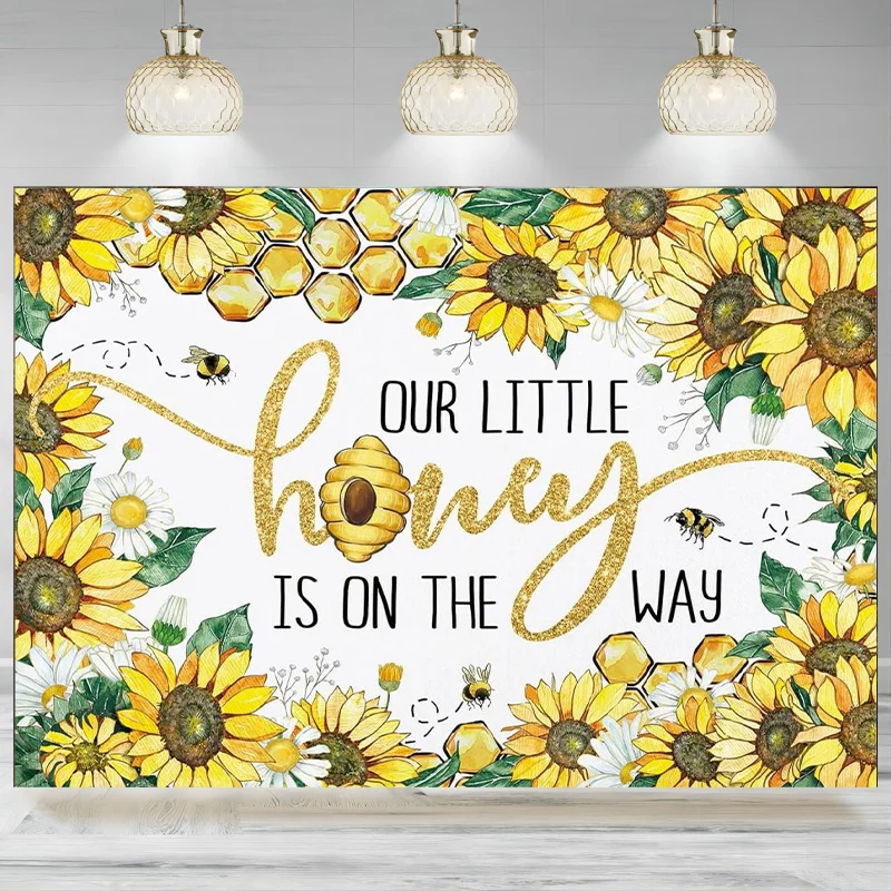 

Little Honey Baby Shower Backdrop Fall Banner Decoration Sunflower Flower Photography Background Spring Summer Bumble Bee Phot