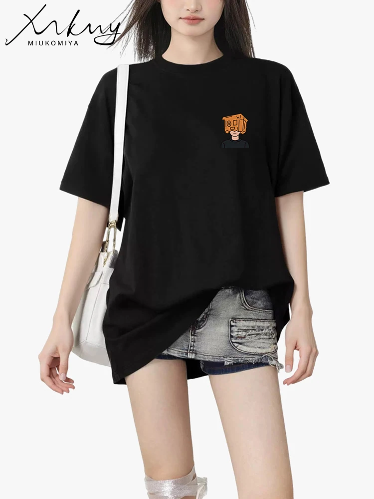 

Funny T Shirts Women Cotton O Neck Boyfriend Tshirt Woman Oversized Top Tees Loose Basic White Tshirts For Women Summer 2025