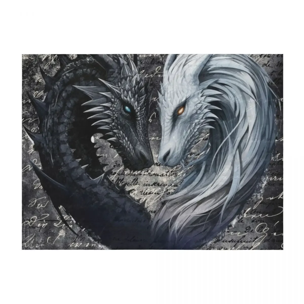 

Eternal Dance of Light and Dark Dragons Art Throw Blanket Luxury Designer Sleeping Bag Soft Plush Plaid Decorative Beds Blankets