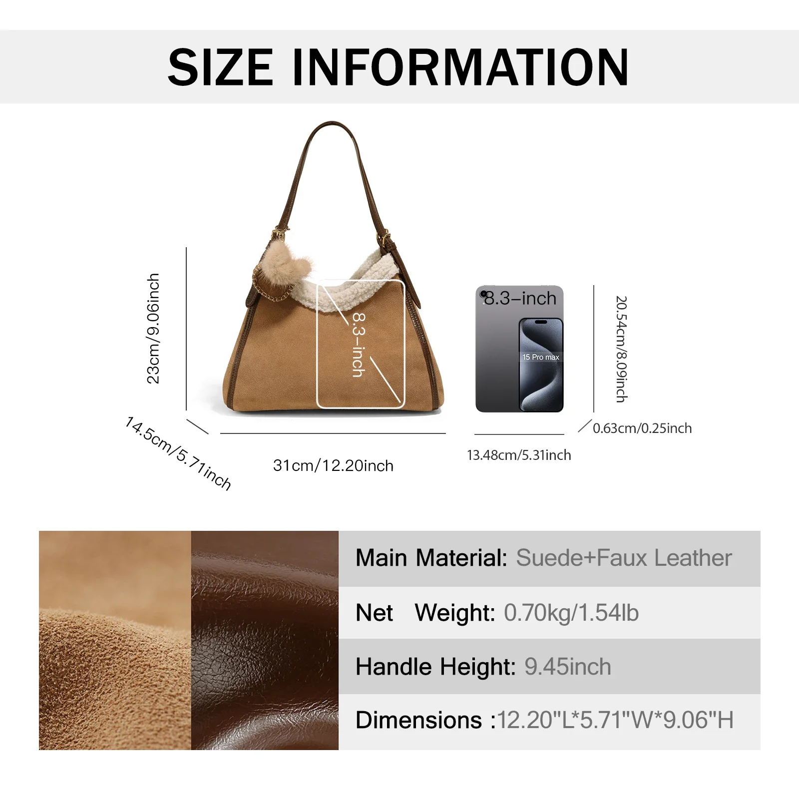 ITAMOOD Large Capacity Tote Bag 2024 Lamb Wool Suede Handbag High-end Feel Niche Commuting Armpit Bag Single Shoulder Handbag