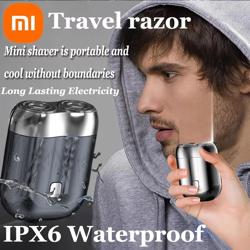 Xiaomi Men's Double Head Mini Magnetic Shaver IPX6 Full Body Waterproof Type-C Charging Silent Washable Portable Electric Shaver