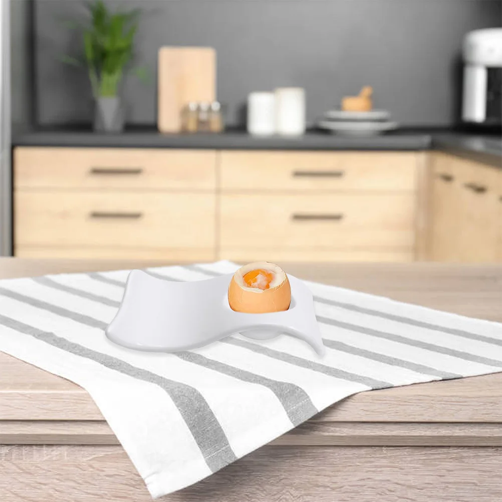 

6 Pcs White Material Egg Cups Tag Ceramic Holders Lightweight Practical Wave-shaped Containers