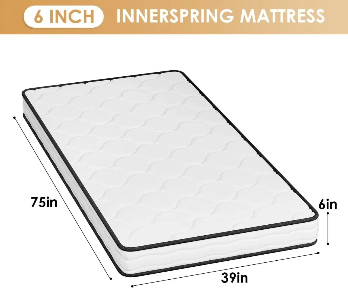 6 Inch Hybrid Mattress with Innerspring and Foam/Medium Firm Spring Mattress/Twin Size Mattress in a Box/CertiPUR-US Certified image 2