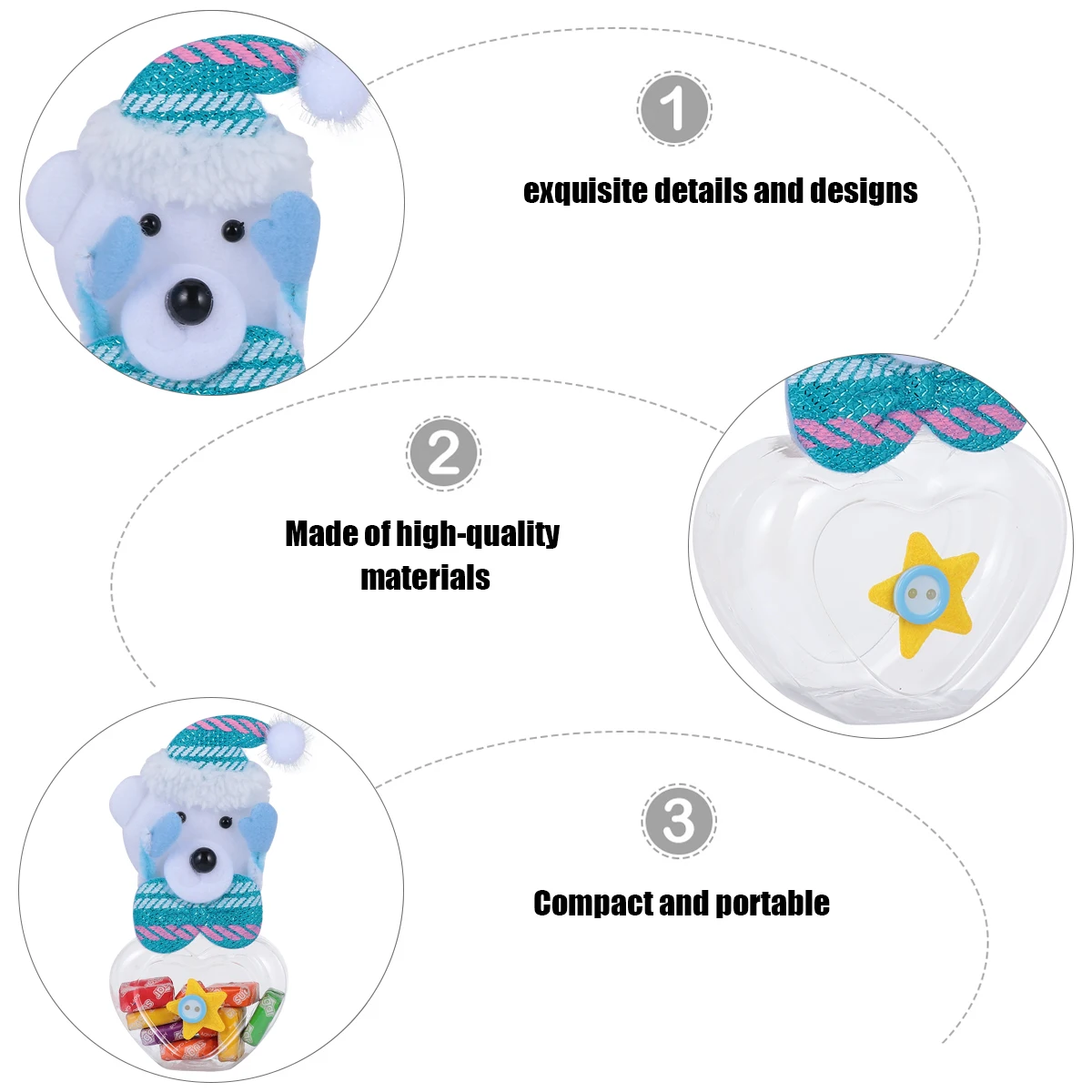 

Christmas Jar Gift Container Supplies Desktop Plastic Lollipop Portable Heart Shape Storage Box Decorations