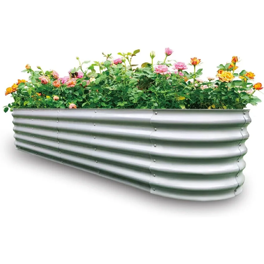

Gardmax Galvanized Raised Garden Bed Lightweight Planter Boxes Outdoor with Easy Assembly Large Garden Bed for Vegetables Fruit