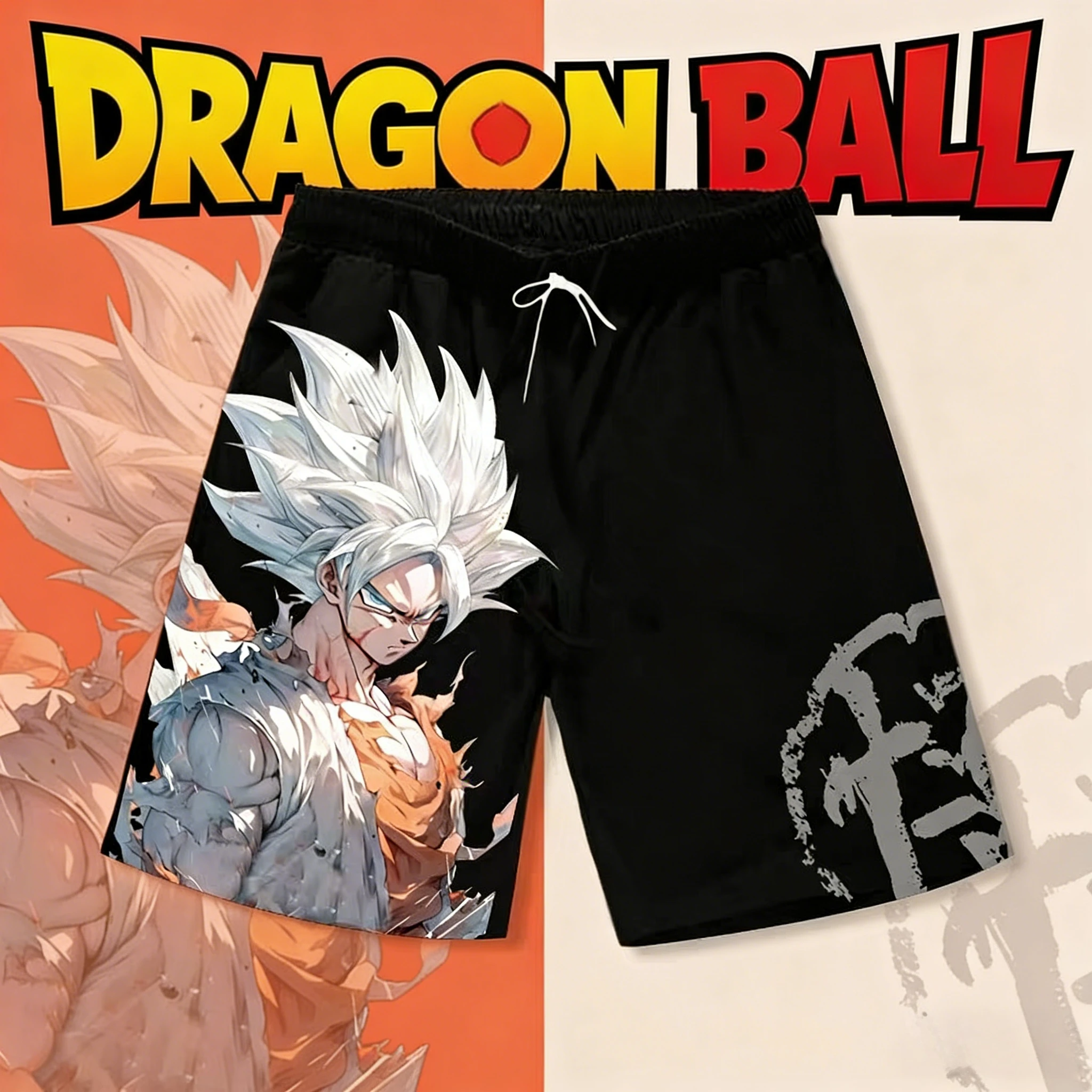 Pantalones Cortos de Secado Rápido con Estampado de Kanji de Dragon Ball Goku Ultra Instinct, Verano 2026, Talla Grande, Casuales, para Fanáticos del Anime, Adultos y Niños