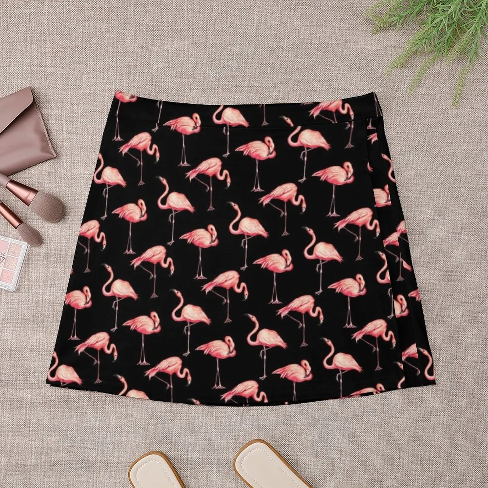 Flamingo Pattern - Black Mini Skirt micro mini skirt extreme summer dresses for women 2025 korean style clothing Mini Skirt