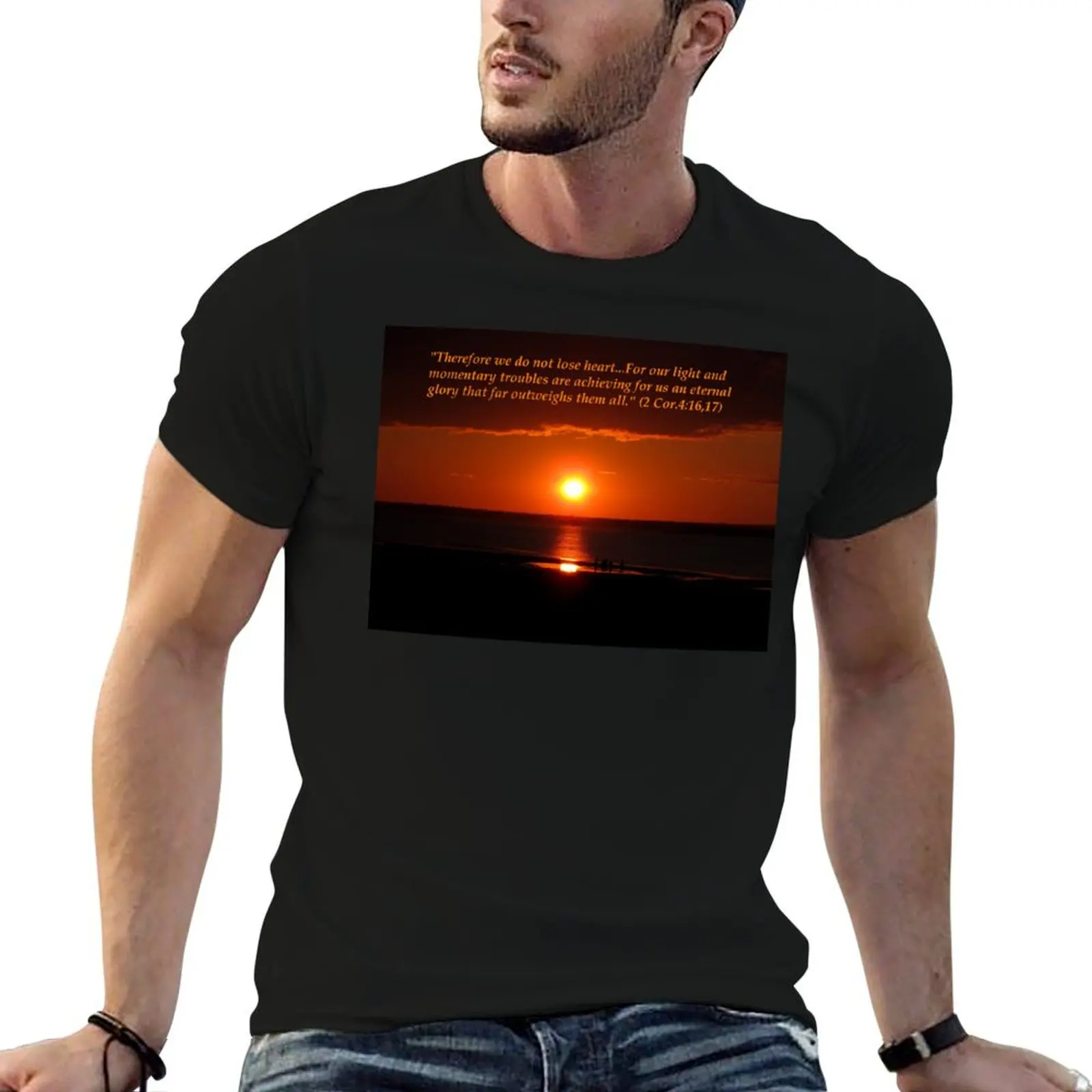 2 corinthianos 4:16,17 camiseta para homem gráfico engraçado g homem camisetas para homem camiseta