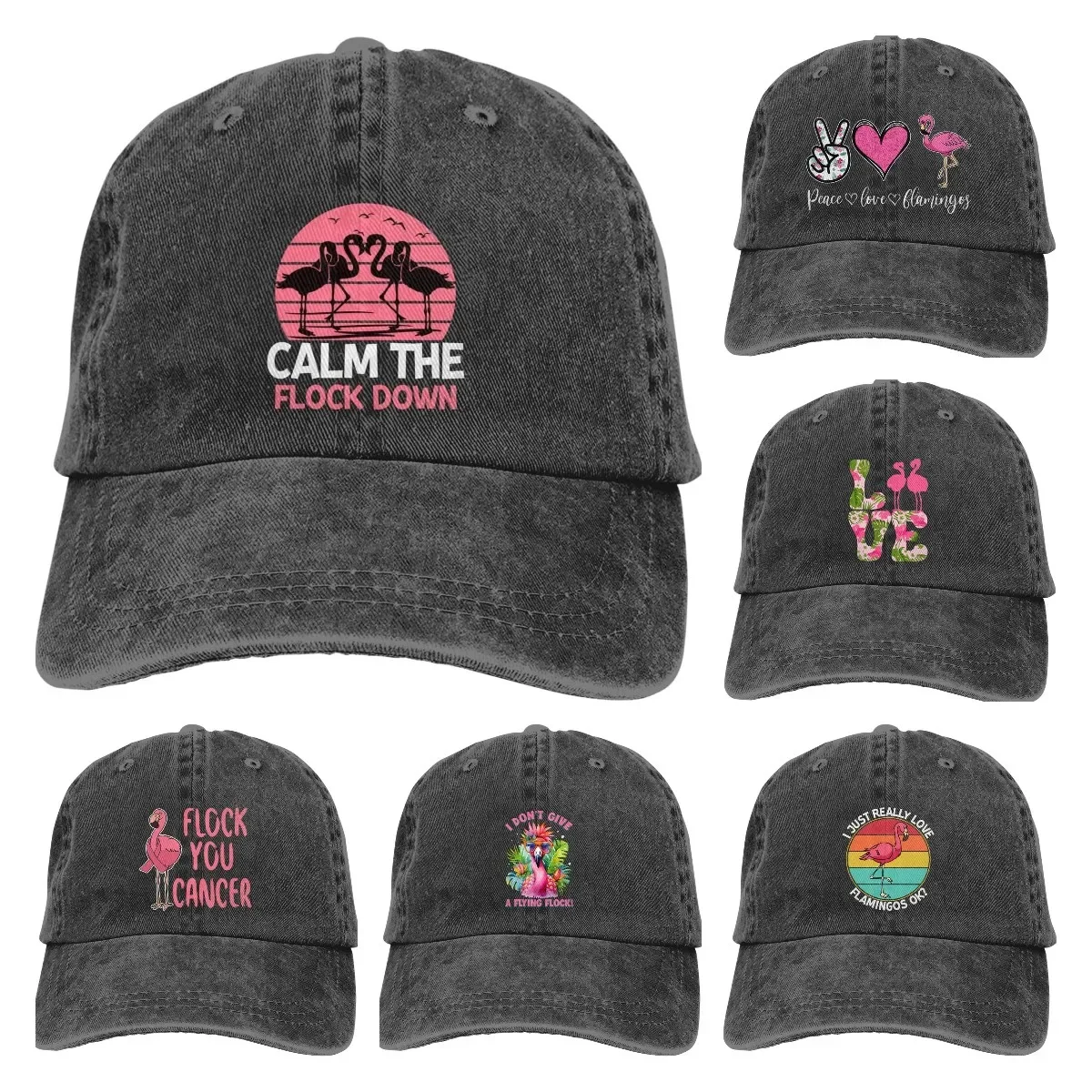 Calm The Flock Down Pink Flamingo Baseball Cap Gollff Dad Hat Adjustable Original Classic Low Profile Cotton Hat Men Women