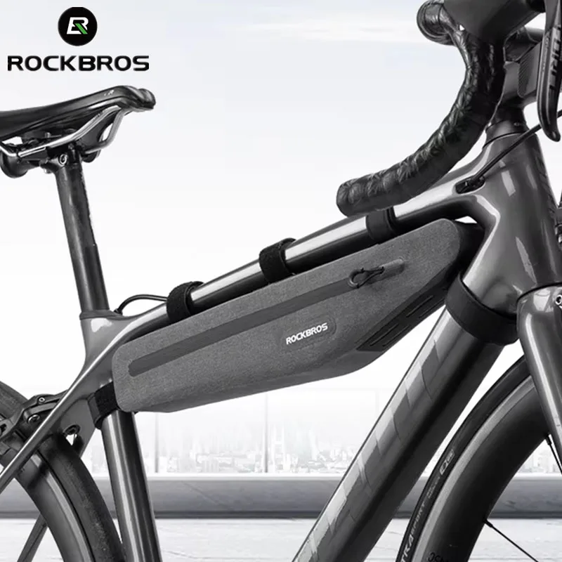 ROCKBROS Fahrrad-Rahmentasche mit lokaler Lieferung, verlängert, 1,5L großes Fassungsvermögen, wasserdichte Dreieckstasche für das Oberrohr, stabil, einfach zu installieren, saubere MTB-Rennradtasche