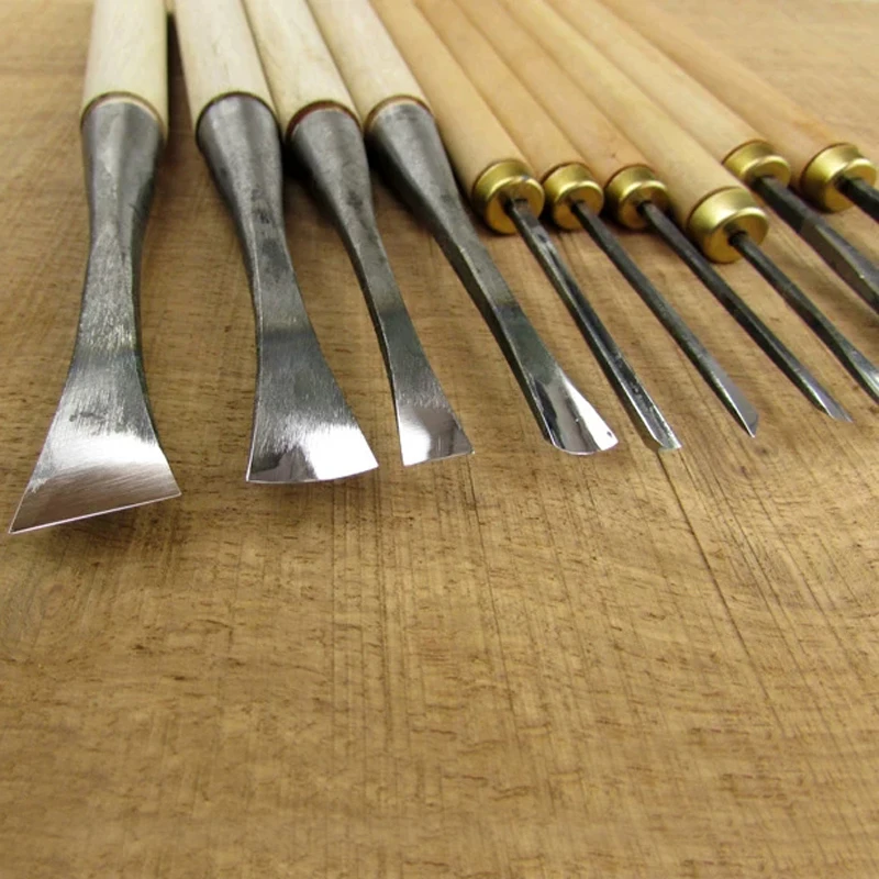 10-teiliges Holzschnitzerei-Meißel-Set, Handwerkzeuge für Wurzelschnitzerei & Holzskulptur, Grobformung & Feinbearbeitungswerkzeuge – Detail 4