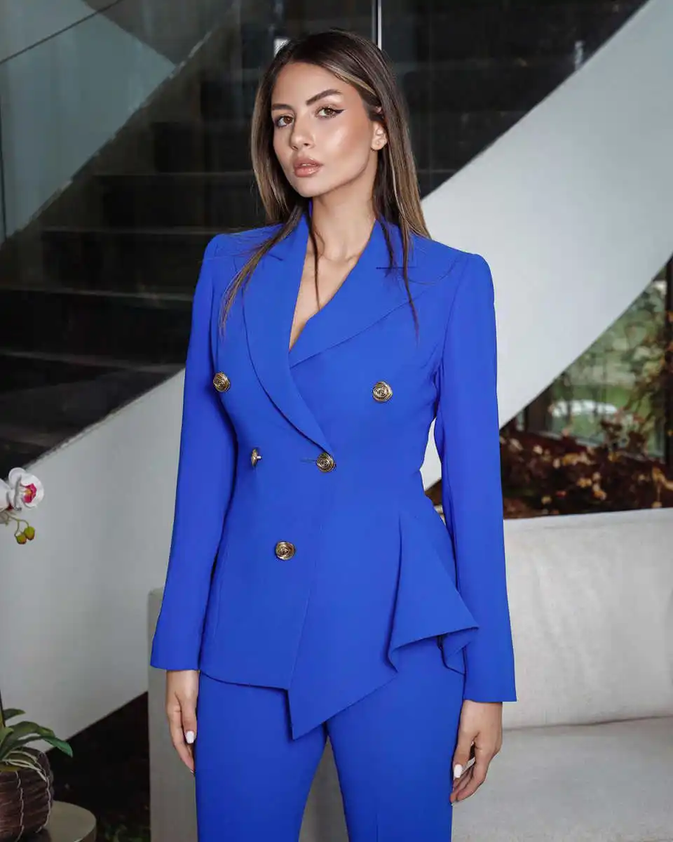 Candy Color Women Pants Suits Customized Slim Fit Double Breasted Blazer Dress Sets Formal Birthday Party Wear 2 Pieces