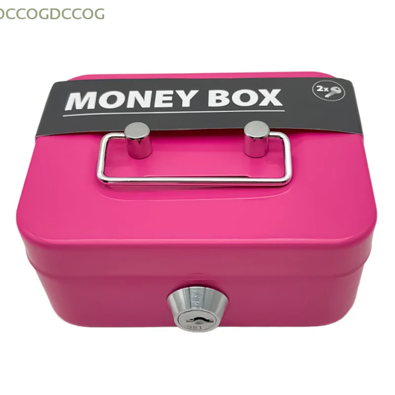 Money Safe Box Lockable Cash Box With Key,Portable Piggy Box Made Of Metal Small Security Lock Box Sturdy Coin Boxes For Kids