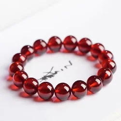 Natural Red Pomegranate Stone Bead Bracelet Women Man Dark Garnet Charm Bangles Yoga Meditation Lucky Energy Healing Jewelry