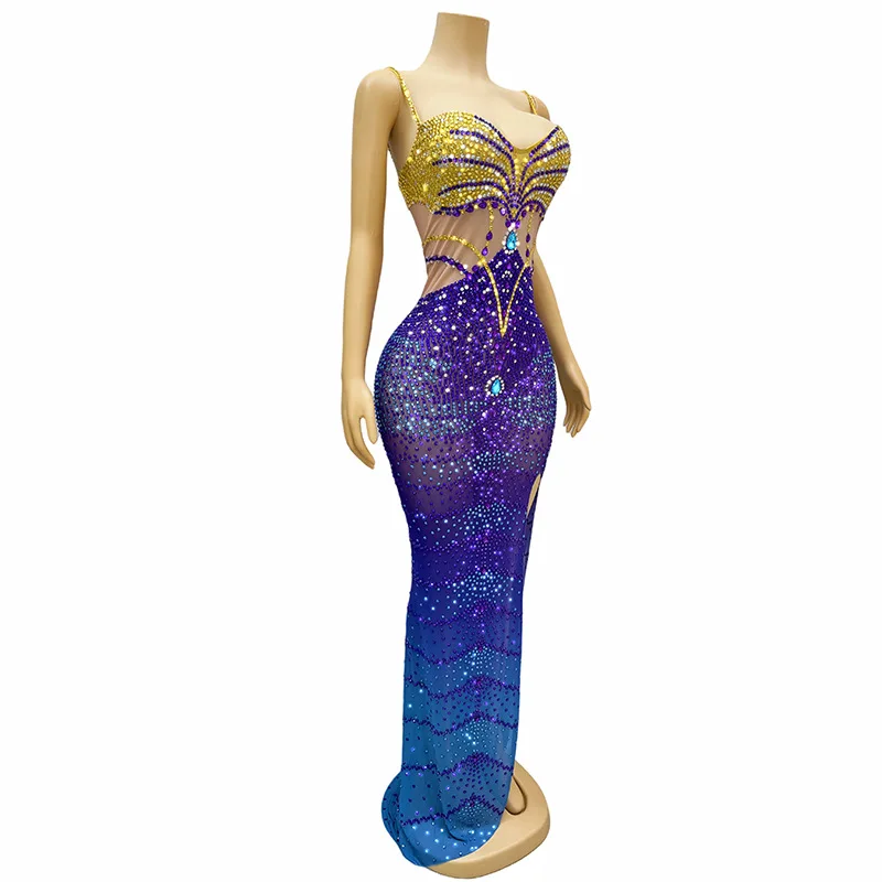 Halter Mermaid Slit Performance Dress Sexy Annual Meeting Event Host Model Catwalk Star Dresses