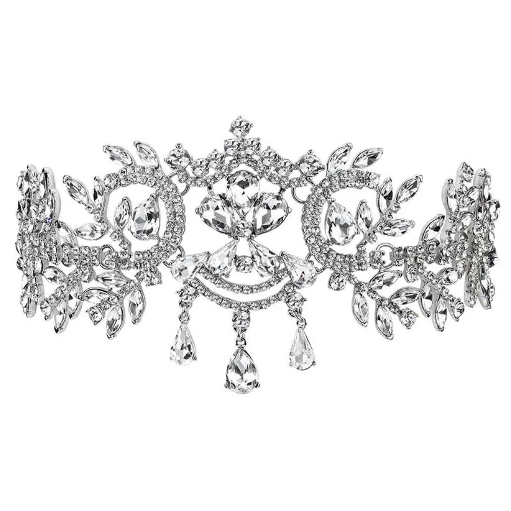 

Forehead Crystal Tassel Headband Sparkling Luxury Women Hair Jewelry Handmade Gold/Silver Rhinestone Headdress Photoshoot