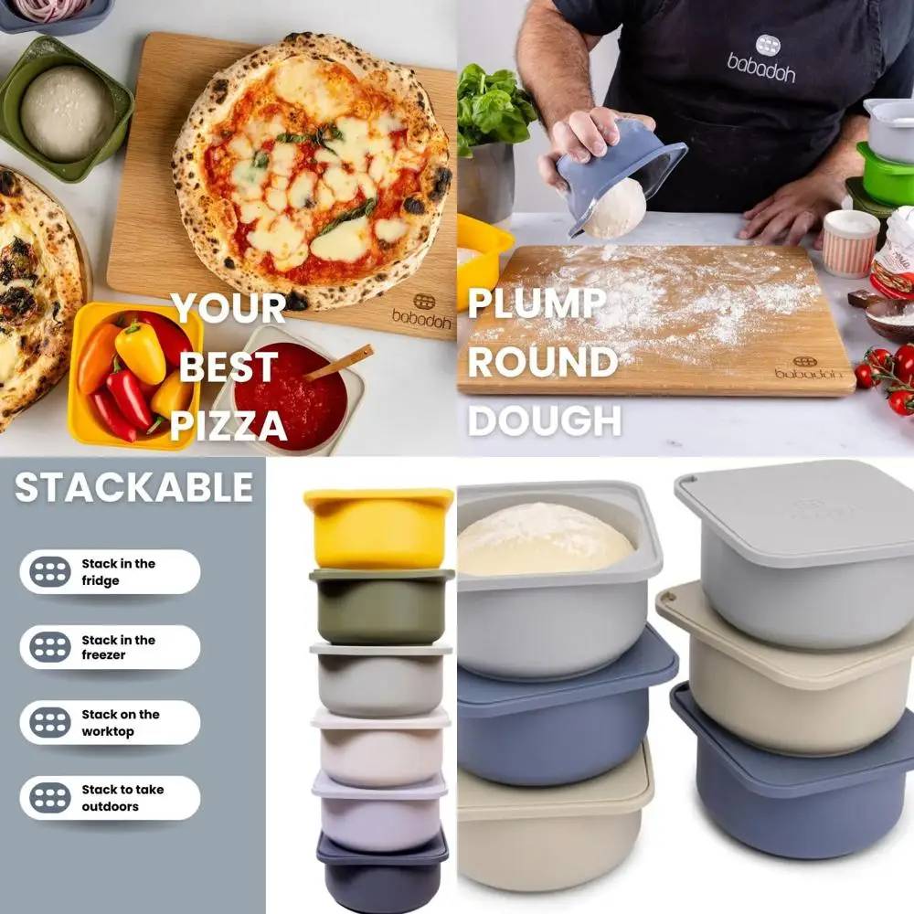 

Set of 6 Large Silicone Pizza Dough Proofers with Lids - Multicolored, Suitable for 12-16 Pizzas