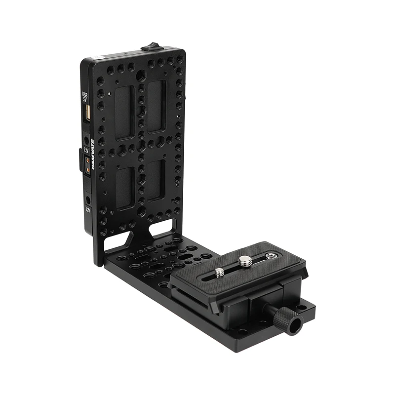 HDRIG L-Shaped Bracket with V-Mount Power Adapter and Manfrotto-Type QR Plate with LP-E6 Dummy Battery Adapter Camera Accessorie