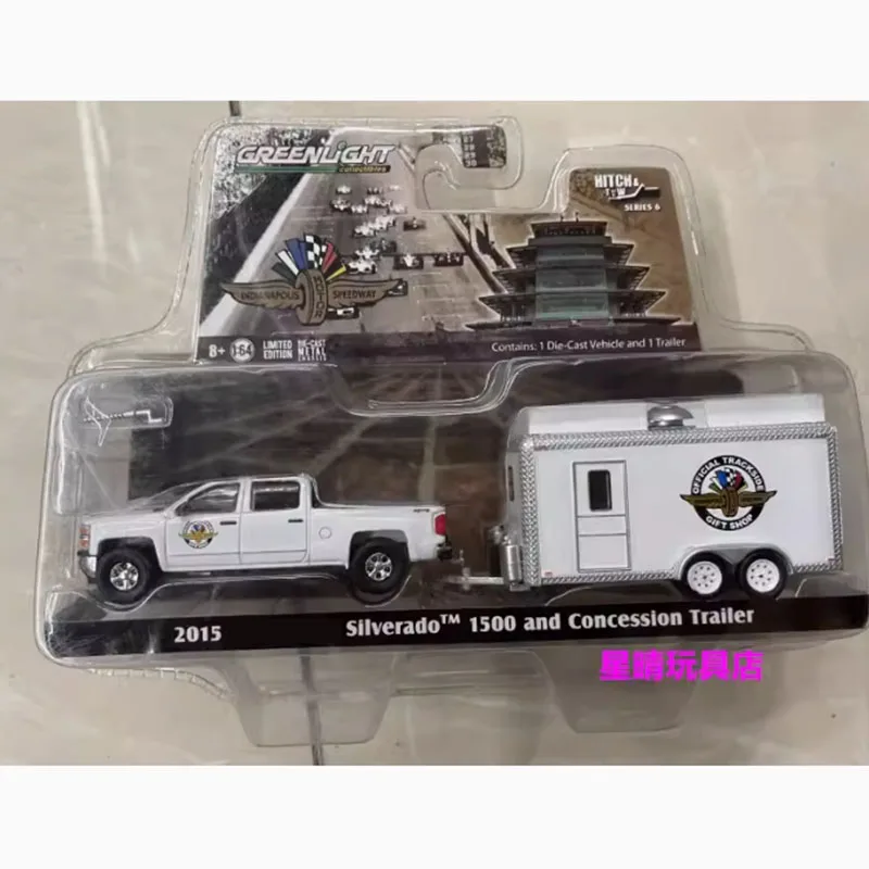 GreenLight 1/64 Ford F-100 F-150/Silverado/2017 Ram 2500/2014 Ram 1500/T2 Flatbed Traller Alloy Car Model Holiday Gifts Toys