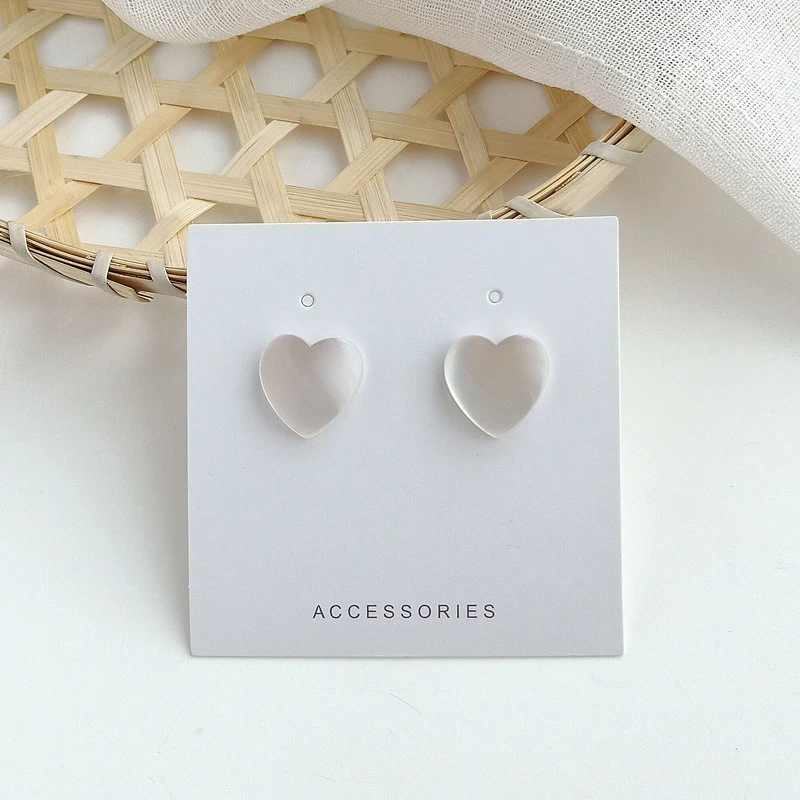 Translucent Heart Stud Earrings for Women White Acrylic Small Earrings Korean Fashion Girls Ear Jewelry Oorbellen Christmas Gift
