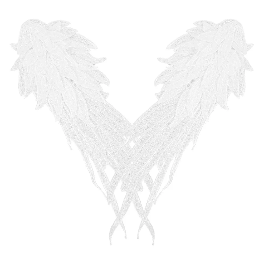 

Wings Embroidered Auxiliary Materials Sewing Polyester Stitch Patch Appliques Angel Clothes Elegant DIY White Color