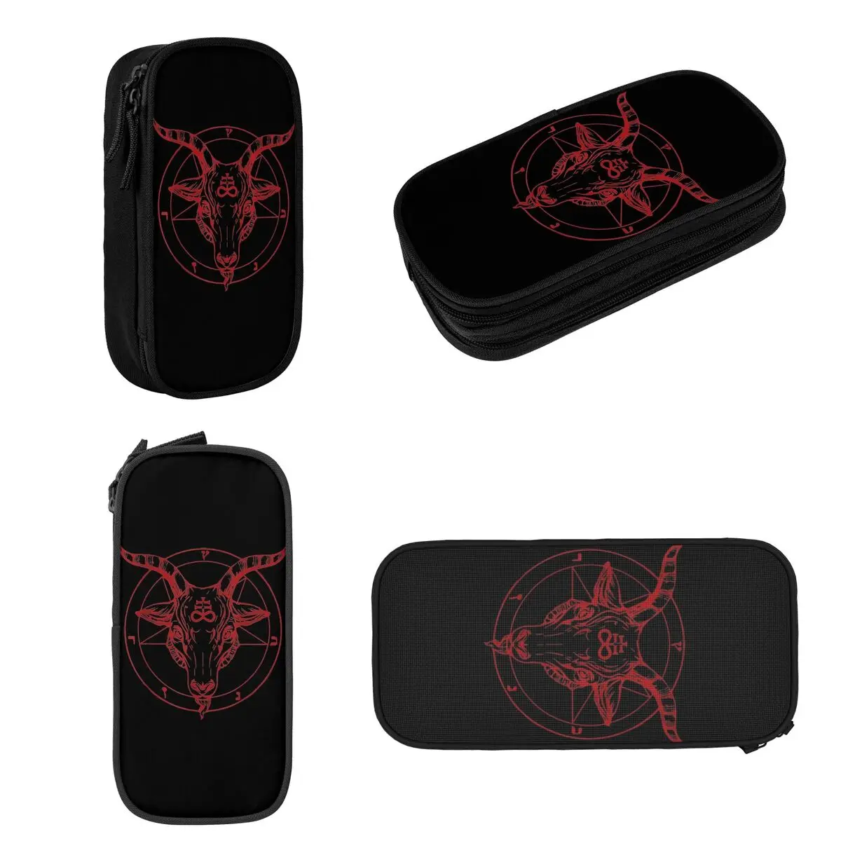 Imagem -02 - Baphomet Satânico Cabra Lápis Cases Grande Capacidade Caneta Bolsas Caixa de Caneta Bolsa de Lápis para Meninos Meninas Estudantes Papelaria Escola Escritório