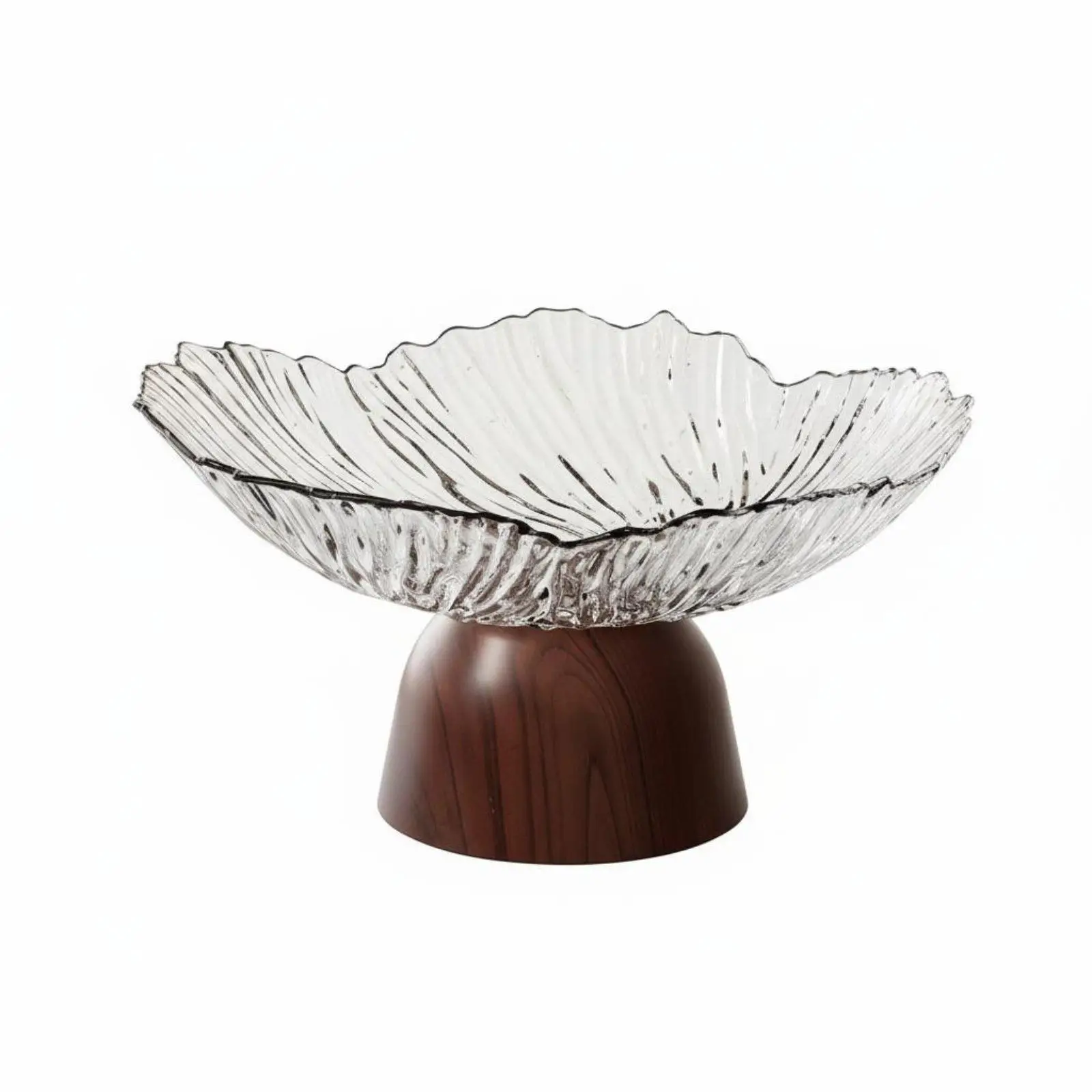 Industrial Tray Faux Wood Design High Stand Candy Nuts Bowl Durable Serving Plate for Dining Decor