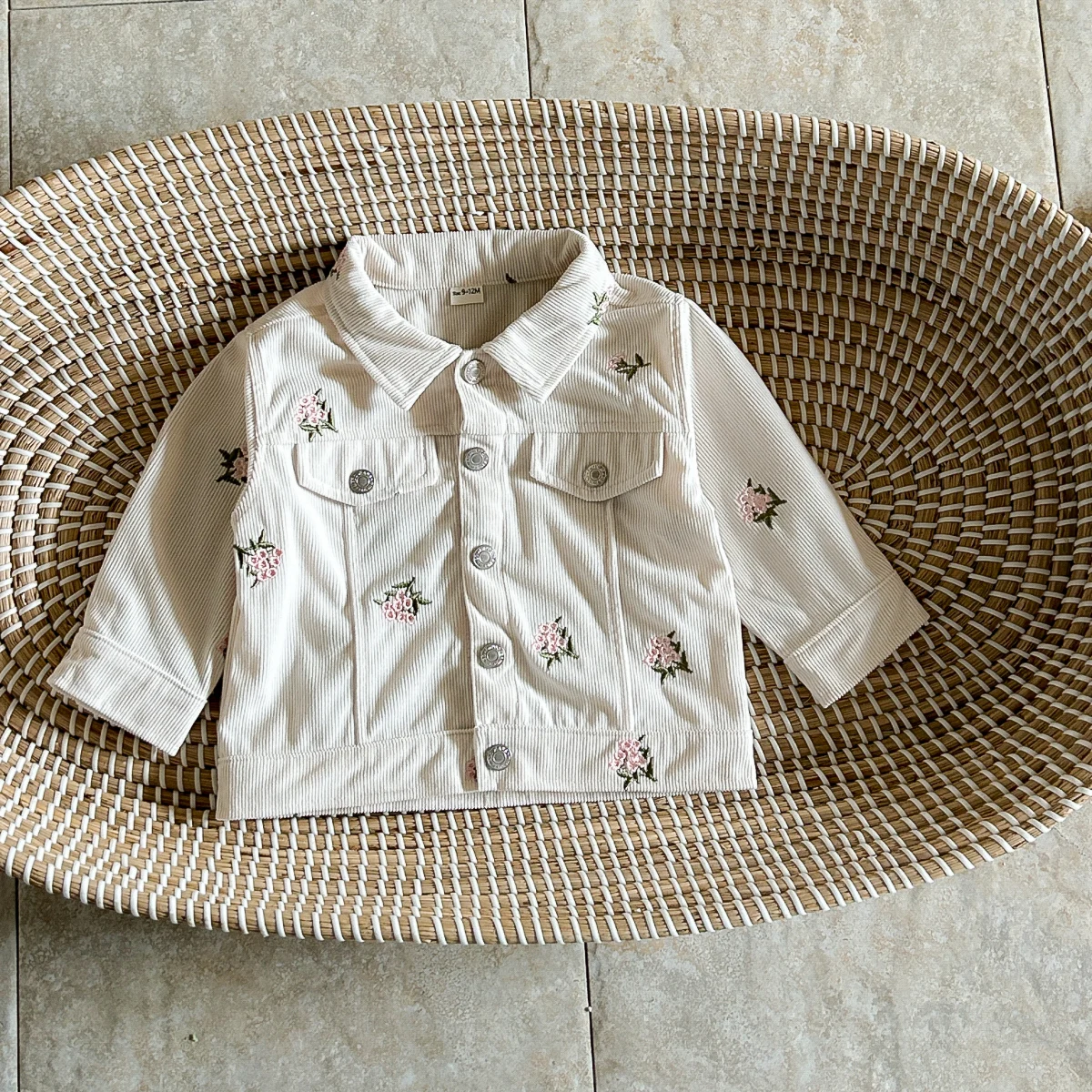 0-3Y Infant Baby Jacket Flower Embroidery Coat Girls Baby Clothes Flower Embroidery Korean Outerwear Newborn Baby 0-3Y Denim Top