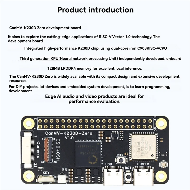

Canmv K230D ZERO Development Board Machine Vision Recognition Camera2093 AI RISC-V Motherboard Artificial Intelligence B