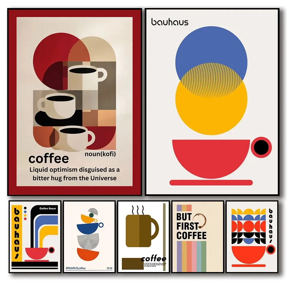 Modernes Bauhaus Kaffee Abstraktes Poster Leinwanddruck Raumdekoration Familie Küche Bar Café Wohnzimmer Schlafzimmer Wanddekoration