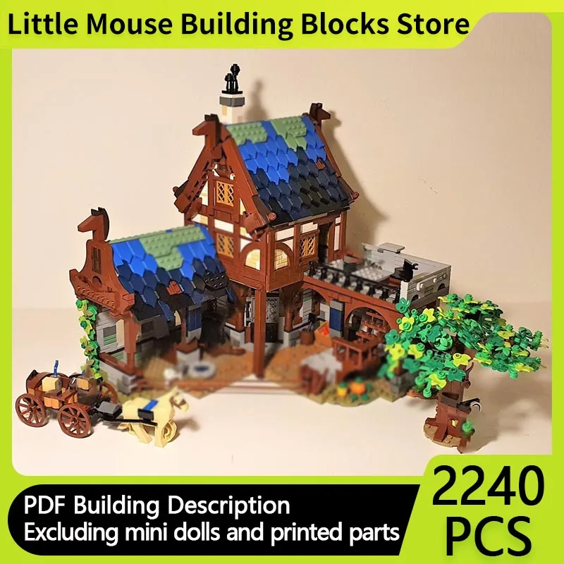 

Medieval Castle Model MOC Building Bricks Ancient Horse Stable Modular Technology Gifts Holiday Assemble Children Toys Suit