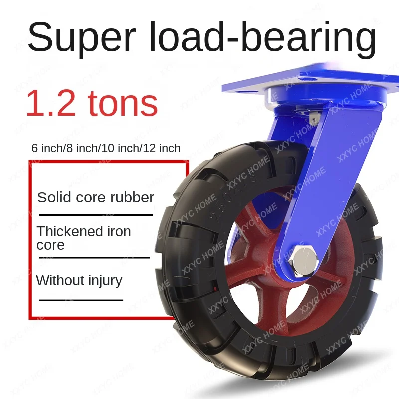 12  super heavy duty universal wheels 6 810 inhc large load rubber wheel trolley 1 ton caster