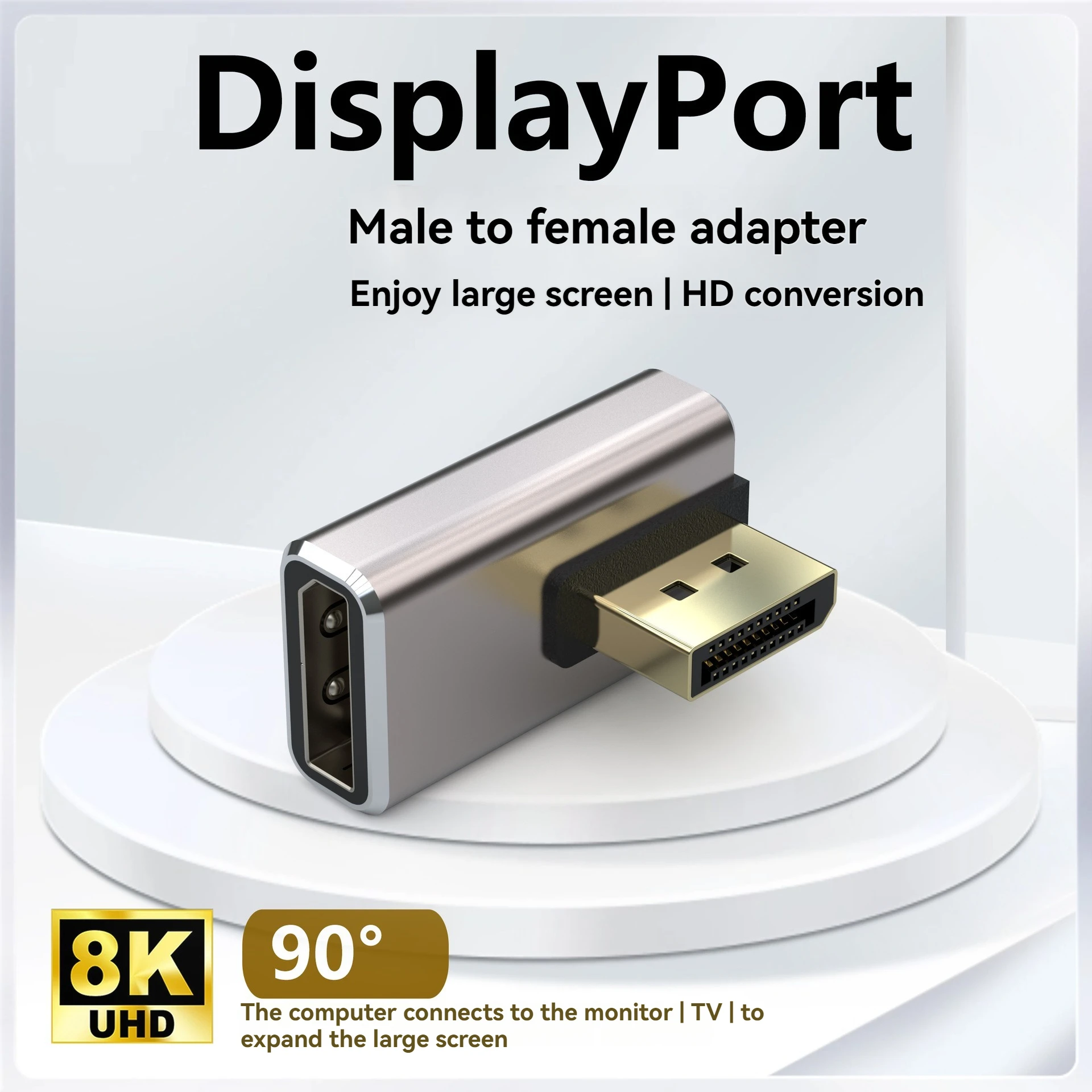 DP męski na żeński kąt kątowy 90 stopni na kątniku prostym wyświetlacz karty graficznej do komputera Displayport konwerter 4 k144hz HD głowica