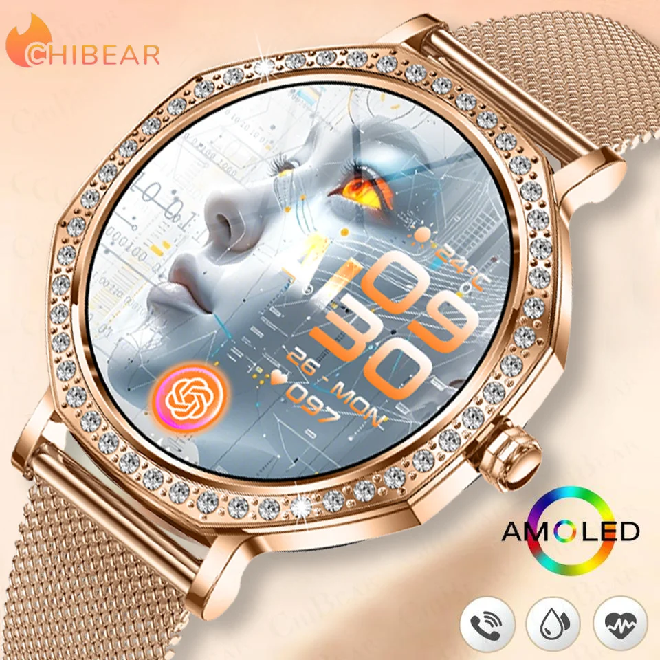 

1.27 inch AMOLED Screen Fashion Ladies Smart Watch Screen Always Display Bluetooth Call Smartwatch Metal Body Small Screen Watch