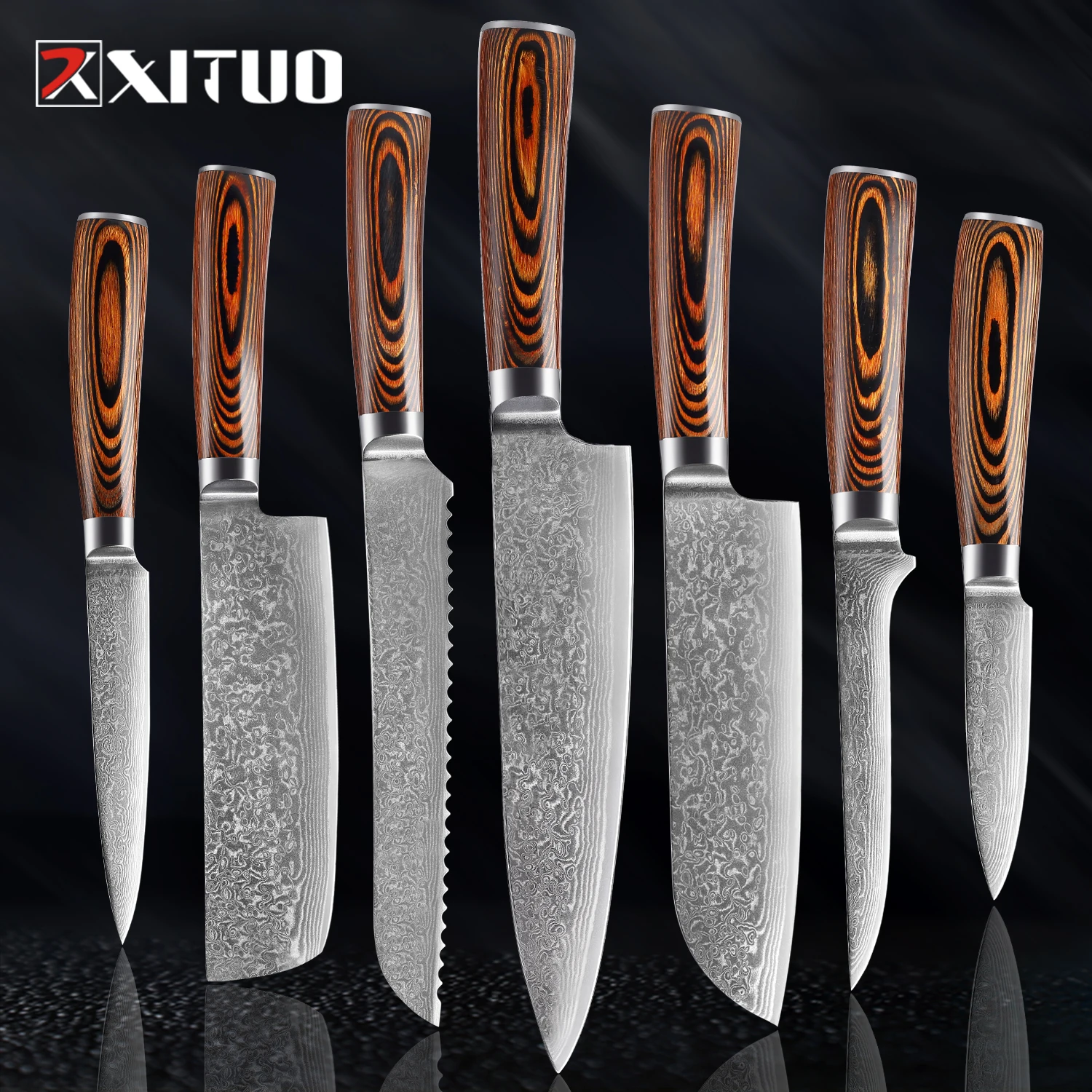 

XITUO Japanese vg10 Damascus Knife Santoku High Carbon Stainless Steel Kitchen Knife Cuchillo Boning Slicing Utility Cleaver New