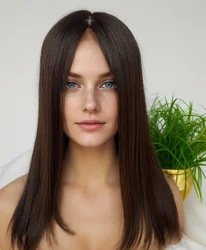 Virgin Human Hair BOB Wigs for Women Full Lace Wigs 5X5 Silk Top Base Middle Part 12A Silk Straight Brown Color No Bangs