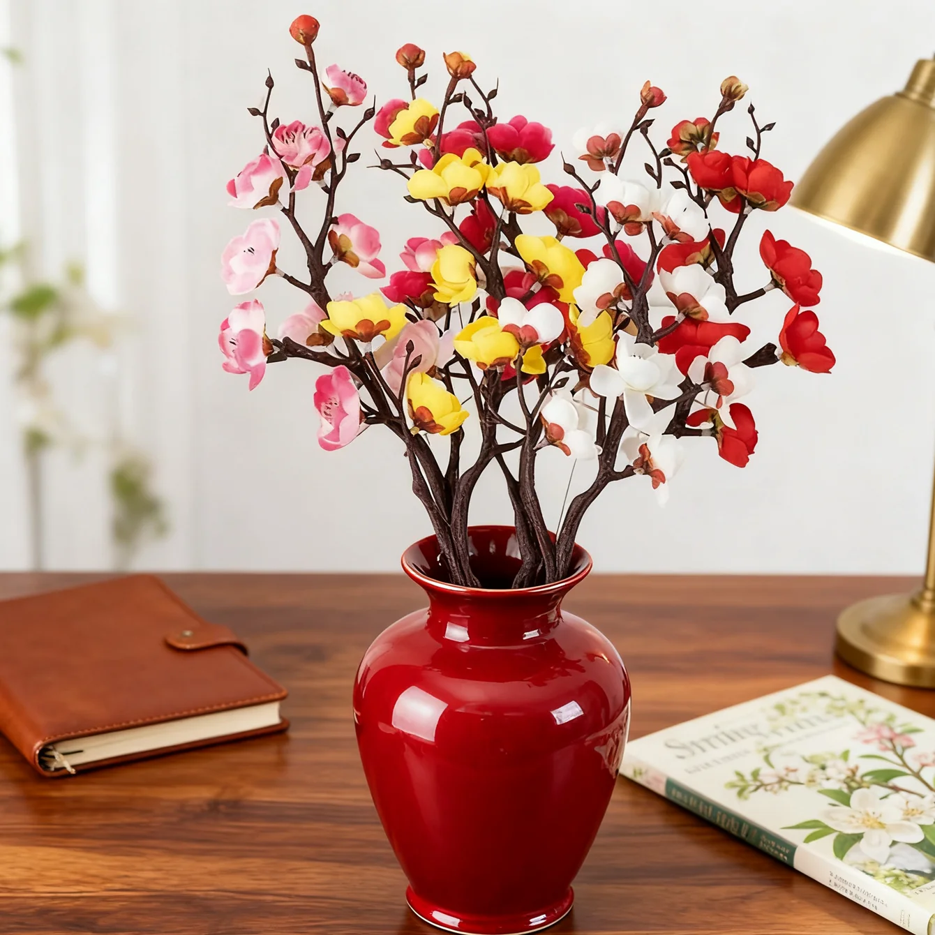 4/8 Stück künstliche Blumen Frühling Pflaumenblüte Pfirsichzweig Seide Home Room WeddingWreath Decora Festival Girlande Zubehör Geschenk