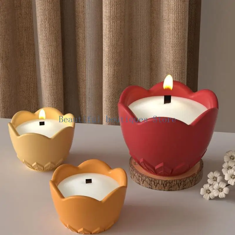 U4LF قالب سيليكون سهل الإصدار على شكل ورقة شجر قوالب كأس شمعة مرنة لإنشاء مصنوعات يدوية فريدة من الراتينج وصناديق هدايا