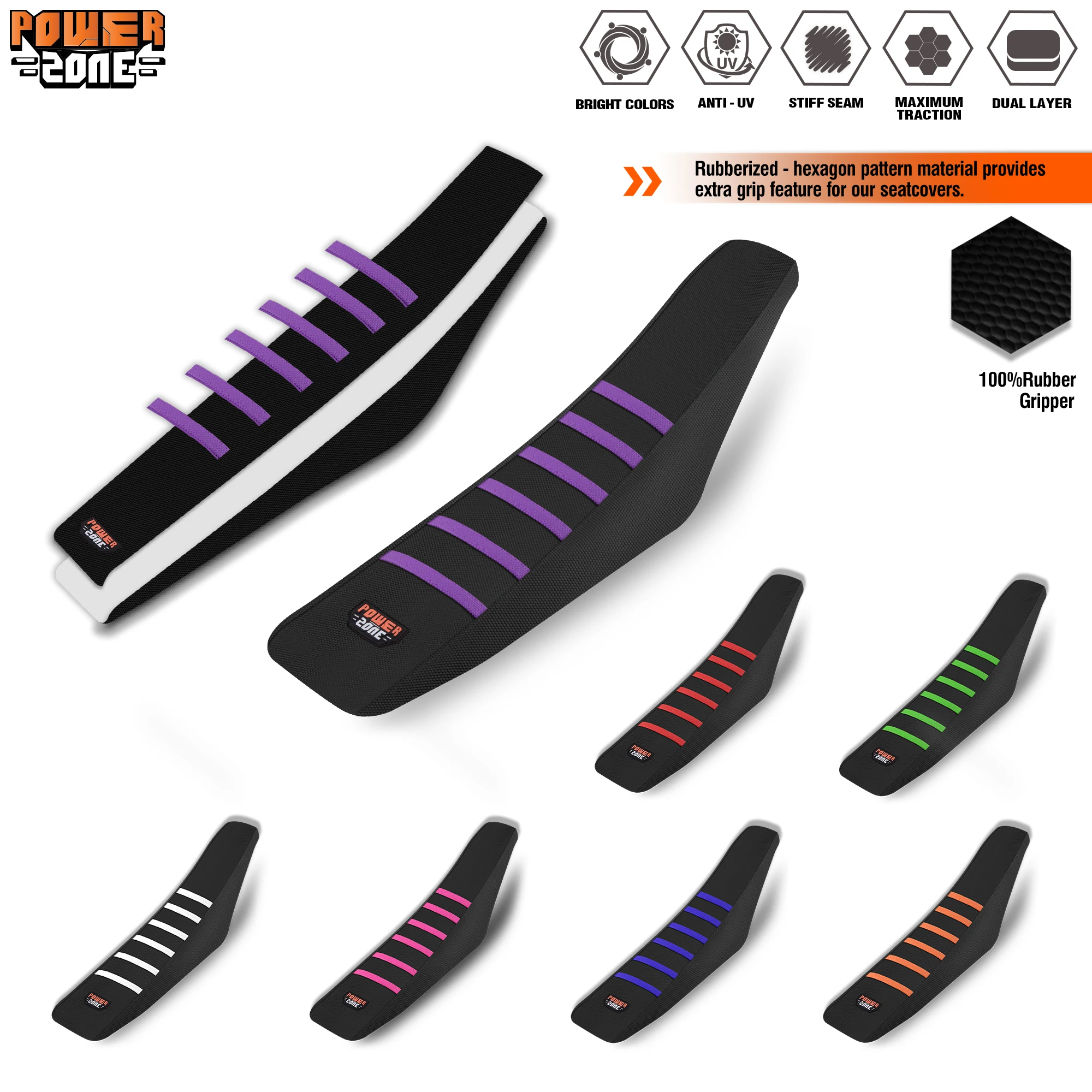 Powerzone العالمي مضلع غطاء مقعد لينة مقاوم للماء عدم الانزلاق مضلع غطاء مقعد دراجة نارية ل SXF EXC KXF CRF YZF WR TC TE #1